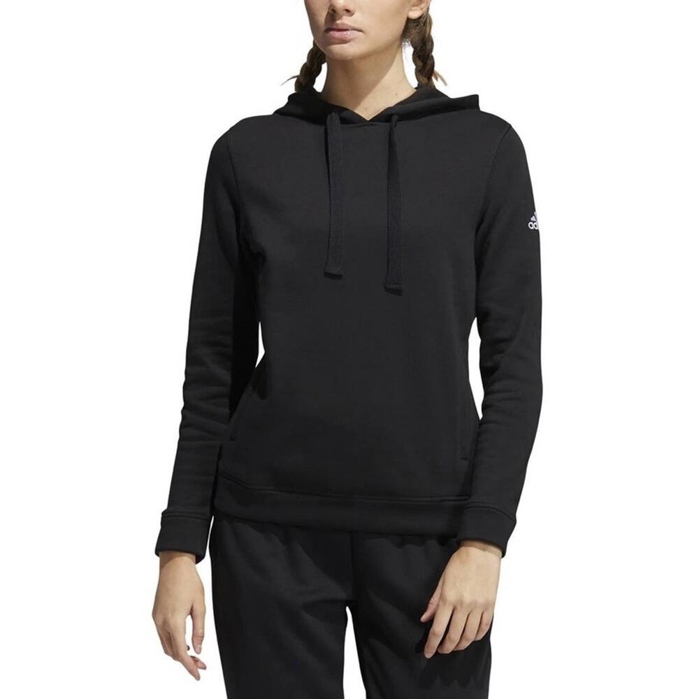 ADIDAS Fleece Hoodie Black Logo Sweatshirt Front Pocket Soccer NWT Size Small
